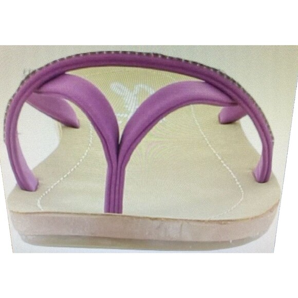 SEVEN7 BONDI Caramel Faux Leather Embellished Thong Grape Flip-Flop Sandals 10 - Picture 3 of 3